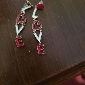 Love Drop Dangle Earrings - Pink & White Heart Letter 3 Designs